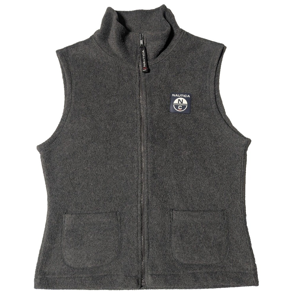 VTG NAUTICA COMPETITION Women‎ Large Gray Full Zip Fleece Vest